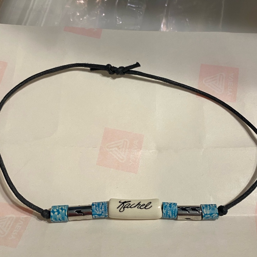 Fimo bead ‘90’s ceramic choker necklace with dolphins. Rachel.